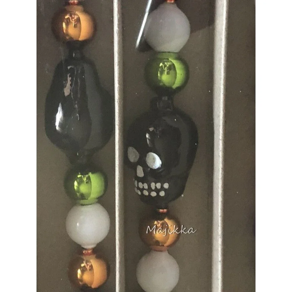 Christopher Radko Halloween Shiny Brite Skulls & Glass Balls Garland 7 Ft. Long